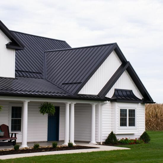 Metal Roof And Siding Color Combinations Black roof with white siding
